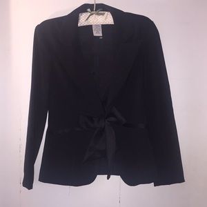 Black Blazer w/ satin trim packets w/ satin tie